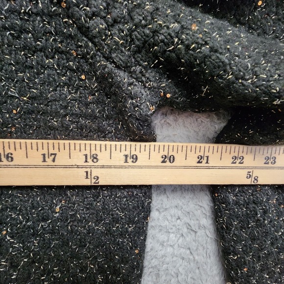 Express Cardigan Sweater Womens L Black Gold Detail Puff Shoulder Wool Blend NEW - Picture 13 of 14
